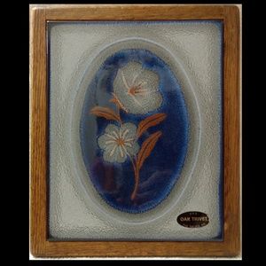 Vintage Boho Floral Bouquet Tile Oak Wood Trivet by SRG